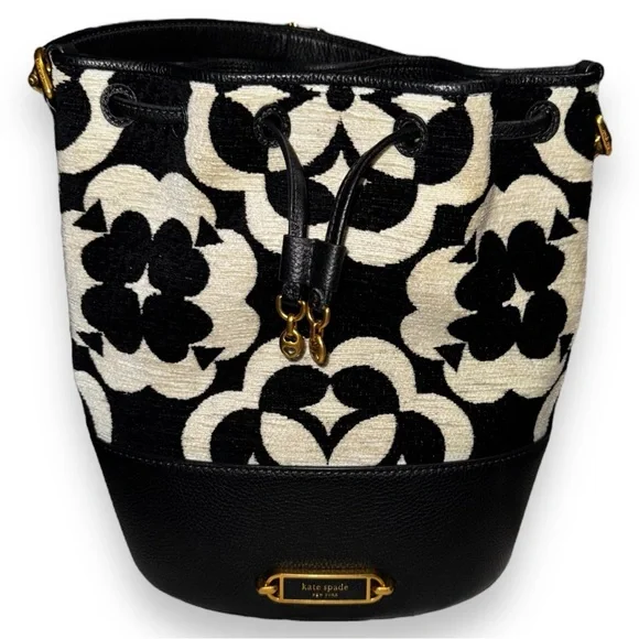KATE SPADE Spade Flower Monogram Gramercy Chenille Medium Bucket Bag - Picture 3 of 16